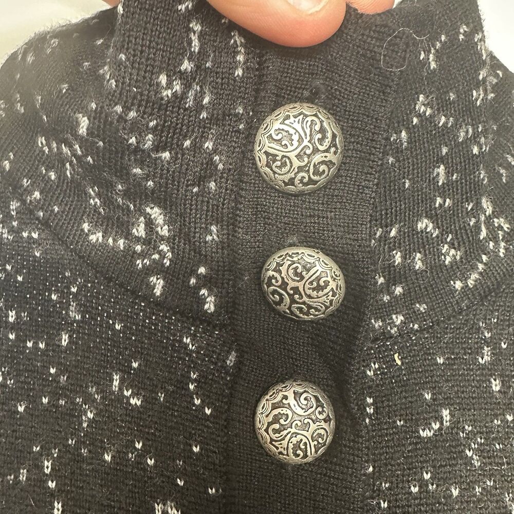 Women’s Icelandic Design 100% Wool Long Coat Jacket Black Gray Button Front S - Picture 10 of 16